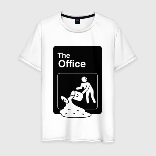 Мужская футболка из хлопка с принтом Суп и офис, вид спереди №1