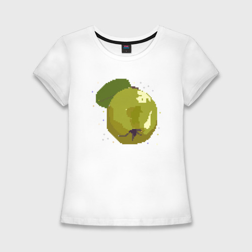 Женская приталенная футболка из хлопка с принтом Айва и звезды - пиксельное, вид спереди №1