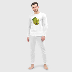 Пижама с принтом Айва и звезды - пиксельное для мужчины, вид на модели спереди №2. Цвет основы: белый