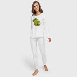 Пижама с принтом Айва и звезды - пиксельное для женщины, вид на модели спереди №2. Цвет основы: белый