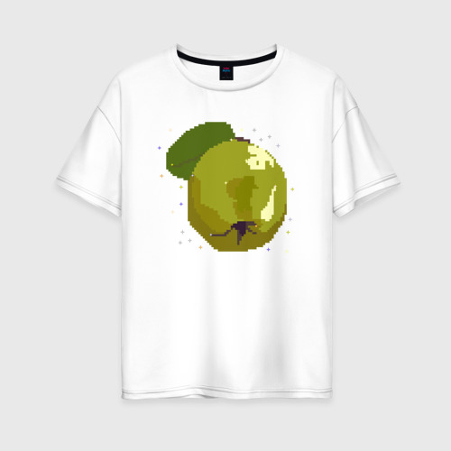Женская футболка из хлопка оверсайз с принтом Айва и звезды - пиксельное, вид спереди №1