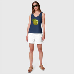 Майка с принтом Айва и звезды - пиксельное для женщины, вид на модели спереди №3. Цвет основы: темно-синий