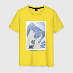 Зимние медвежьи селфи – Мужская футболка хлопок с принтом купить со скидкой в -20%
