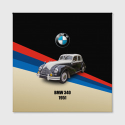 Холст с принтом Винтажный автомобиль BMW 340 для любого человека, вид спереди №2. Цвет основы: белый
