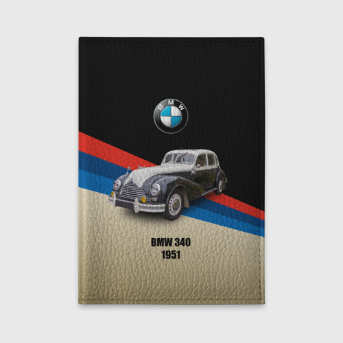 Обложка для автодокументов с принтом Винтажный автомобиль BMW 340, вид спереди №1