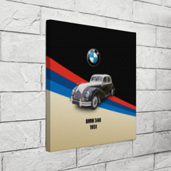 Холст с принтом Винтажный автомобиль BMW 340 для любого человека, вид спереди №3. Цвет основы: белый