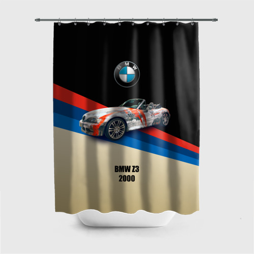 Штора для ванной с принтом Немецкий родстер BMW Z3, вид спереди №1