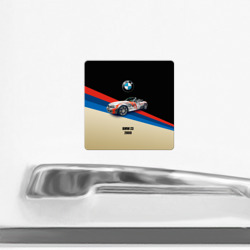Магнит с принтом Немецкий родстер BMW Z3 для любого человека, вид спереди №2. Цвет основы: белый