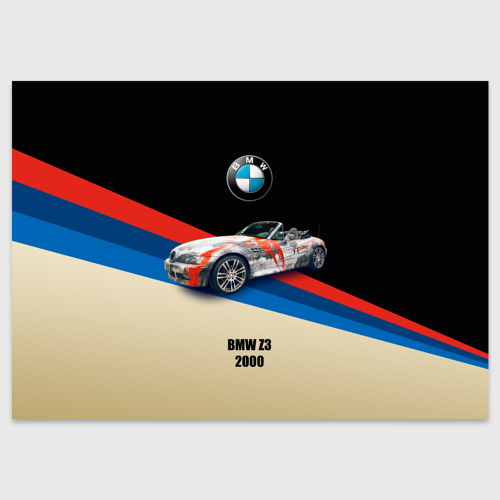 Поздравительная открытка с принтом Немецкий родстер BMW Z3, вид спереди №1