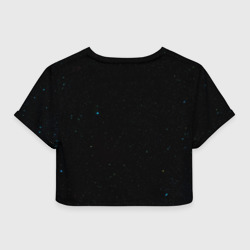 Топик (короткая футболка или блузка, не доходящая до середины живота) с принтом Неоновая танцовщица в звездном небе для женщины, вид сзади №1. Цвет основы: белый