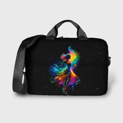 Неоновая танцовщица в звездном небе – Сумка для ноутбука 3D с принтом купить