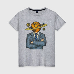 Человек сатурн – Женская футболка хлопок с принтом купить со скидкой в -20%