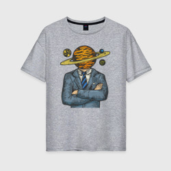 Человек сатурн – Женская футболка хлопок Oversize с принтом купить со скидкой в -16%