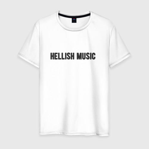 Мужская футболка из хлопка с принтом Hellish music, вид спереди №1
