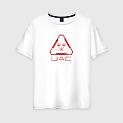 Женская футболка хлопок Oversize UAC красный повреждённый