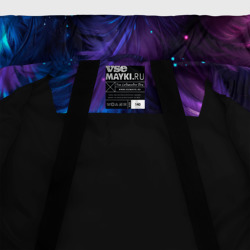 Куртка с принтом Искрящиеся перья в розовых и голубых оттенках для любого человека, вид спереди №5. Цвет основы: черный