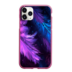 Искрящиеся перья в розовых и голубых оттенках – Чехол для iPhone 11 Pro Max матовый с принтом купить