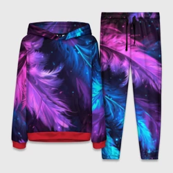 Женский костюм с толстовкой 3D Искрящиеся перья в розовых и голубых оттенках