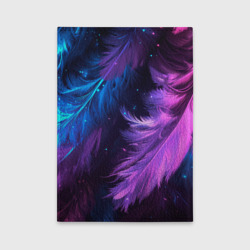 Обложка с принтом Искрящиеся перья в розовых и голубых оттенках для любого человека, вид сзади №1. Цвет основы: черный