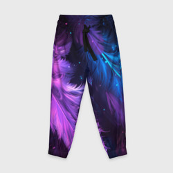 Детские брюки 3D Искрящиеся перья в розовых и голубых оттенках