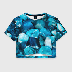 Аквамарин камни минералы крупный план – Женская футболка Crop-top 3D с принтом купить