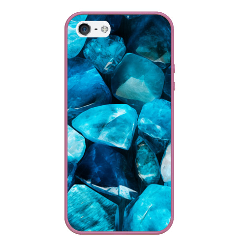 Чехол для iPhone 5/5S матовый с принтом Аквамарин камни минералы крупный план, вид спереди №1