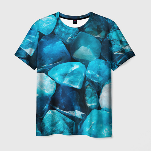 Мужская футболка с принтом Аквамарин камни минералы крупный план, вид спереди №1