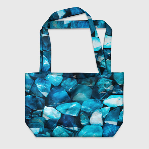 Пляжная сумка с принтом Аквамарин камни минералы крупный план, вид спереди №1