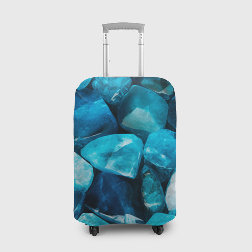 Чехол для чемодана с принтом Аквамарин камни минералы крупный план, вид спереди №1