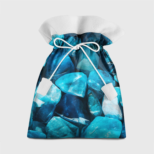 Подарочный мешок с принтом Аквамарин камни минералы крупный план, вид спереди №1