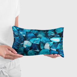 Подушка с принтом Аквамарин камни минералы крупный план для любого человека, вид спереди №2. Цвет основы: белый