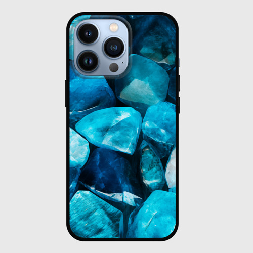 Чехол для iPhone 13 Pro с принтом Аквамарин камни минералы крупный план, вид спереди №1