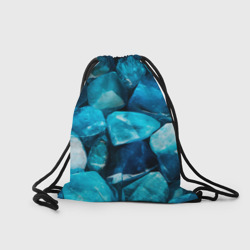 Рюкзак с принтом Аквамарин камни минералы крупный план для любого человека, вид сзади №1. Цвет основы: белый