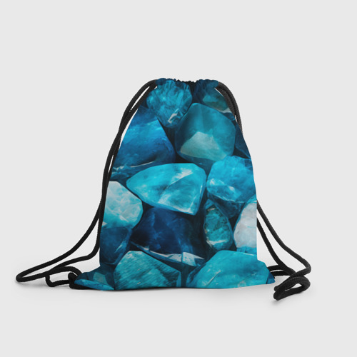 Рюкзак-мешок с принтом Аквамарин камни минералы крупный план, вид спереди №1