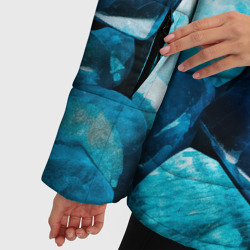Куртка с принтом Аквамарин камни минералы крупный план для женщины, вид на модели спереди №4. Цвет основы: черный