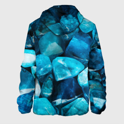 Куртка с принтом Аквамарин камни минералы крупный план для мужчины, вид сзади №1. Цвет основы: белый
