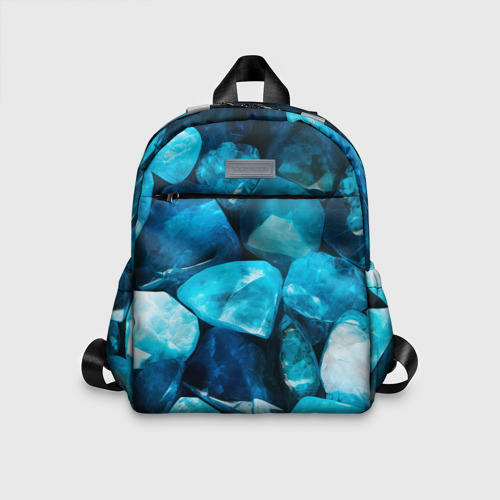 Детский рюкзак с принтом Аквамарин камни минералы крупный план, вид спереди №1