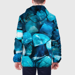 Куртка с принтом Аквамарин камни минералы крупный план для мужчины, вид на модели сзади №2. Цвет основы: белый