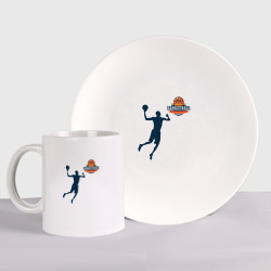 Игрок в баскетбол basketball – Набор: тарелка + кружка с принтом купить