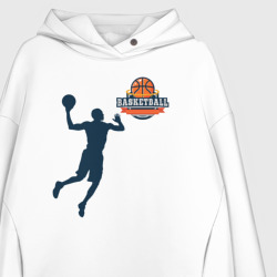 Худи с принтом Игрок в баскетбол basketball для женщины, вид на модели спереди №2. Цвет основы: белый