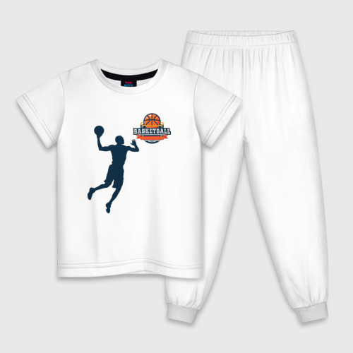 Детская пижама из хлопка с принтом Игрок в баскетбол basketball, вид спереди №1