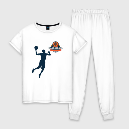 Женская пижама из хлопка с принтом Игрок в баскетбол basketball, вид спереди №1