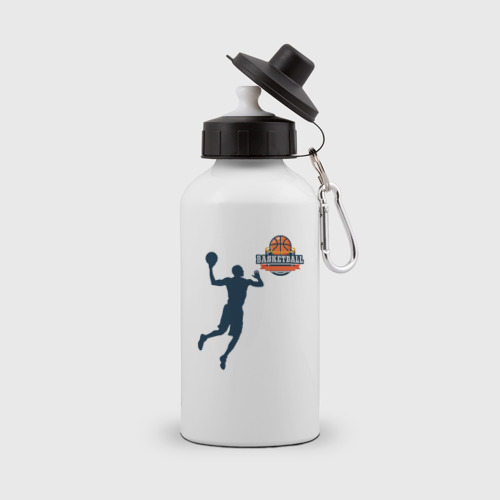 Бутылка спортивная с принтом Игрок в баскетбол basketball, вид спереди №1