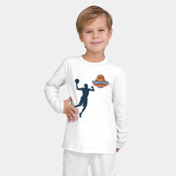 Пижама с принтом Игрок в баскетбол basketball для ребенка, вид на модели спереди №2. Цвет основы: белый