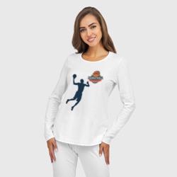 Пижама с принтом Игрок в баскетбол basketball для женщины, вид на модели спереди №3. Цвет основы: белый