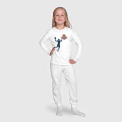 Пижама с принтом Игрок в баскетбол basketball для ребенка, вид на модели спереди №4. Цвет основы: белый