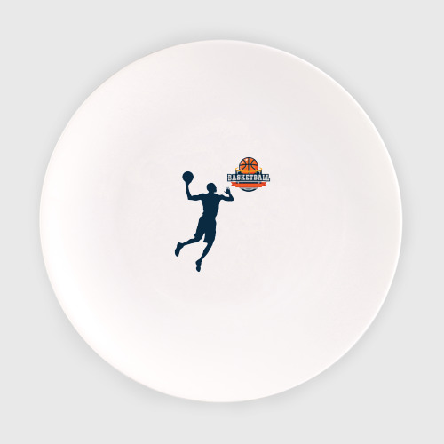 Тарелка с принтом Игрок в баскетбол basketball, вид спереди №1