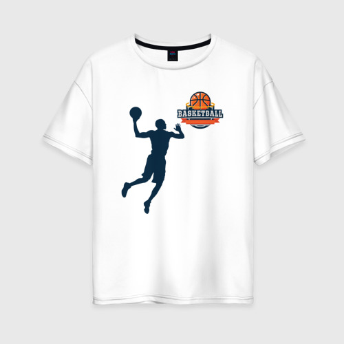 Женская футболка из хлопка оверсайз с принтом Игрок в баскетбол basketball, вид спереди №1