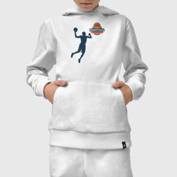 Костюм с принтом Игрок в баскетбол basketball для ребенка, вид на модели спереди №3. Цвет основы: белый