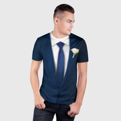 Мужская футболка 3D Slim Смокинг на свадьбу - мальчишник - фото 2